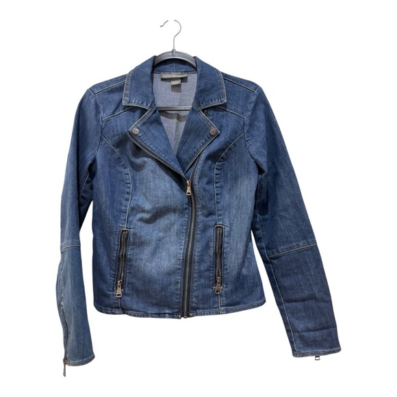 Kate & Mallory Women's Moto Denim Jacket Size Small - Picture 2 of 6